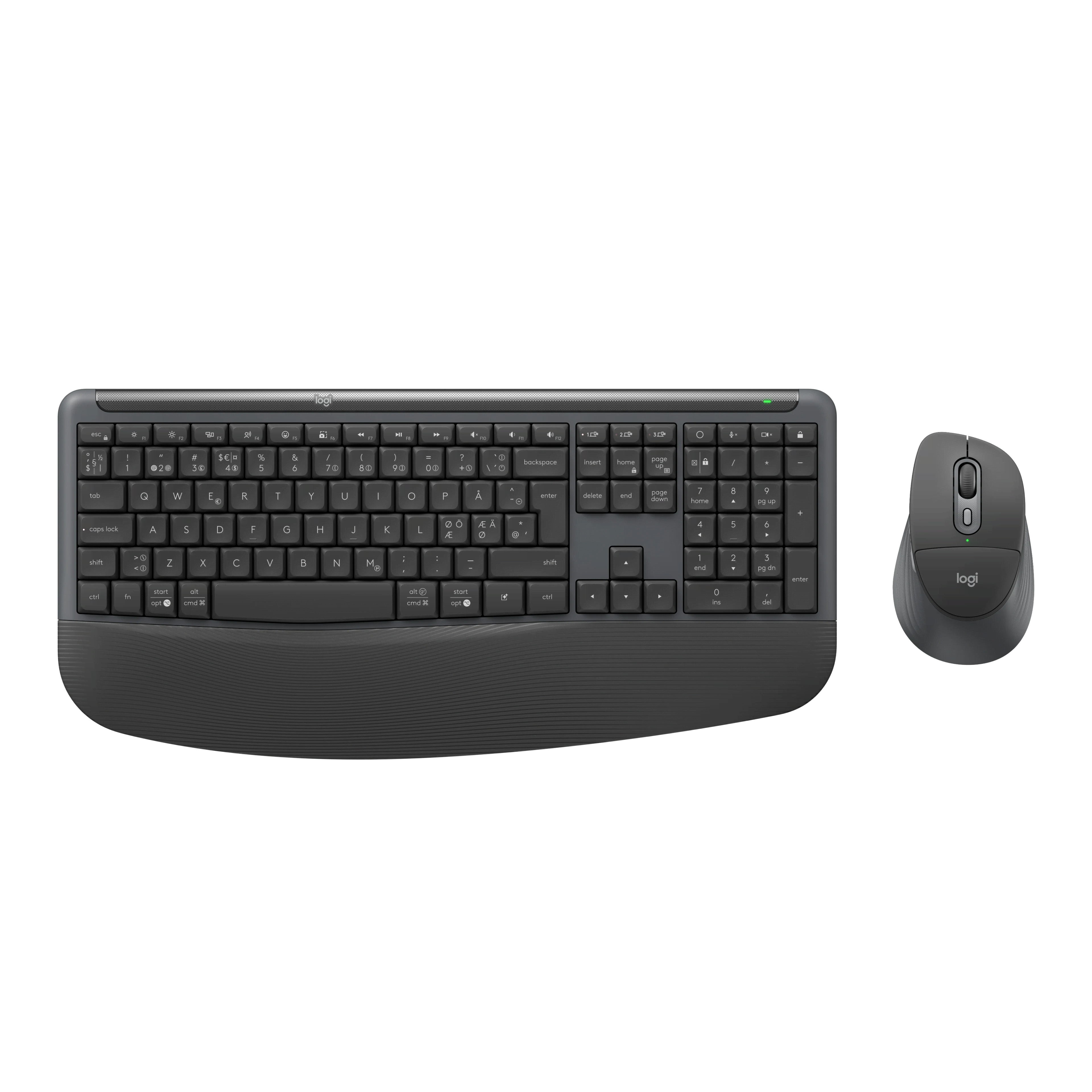 Logitech Signature Comfort Plus Combo MK880 (Graphite) - Tastatur & Mus sæt - Nordisk - Grå