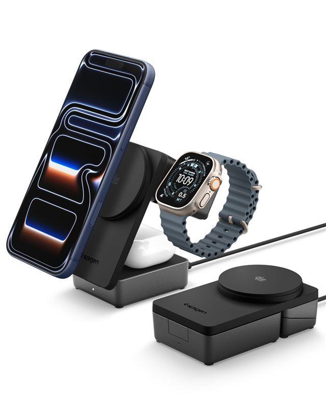 Spigen Essential MagSafe 3-in-1 Wireless Charger EF323MQ black Mobil Oplader ACH10398