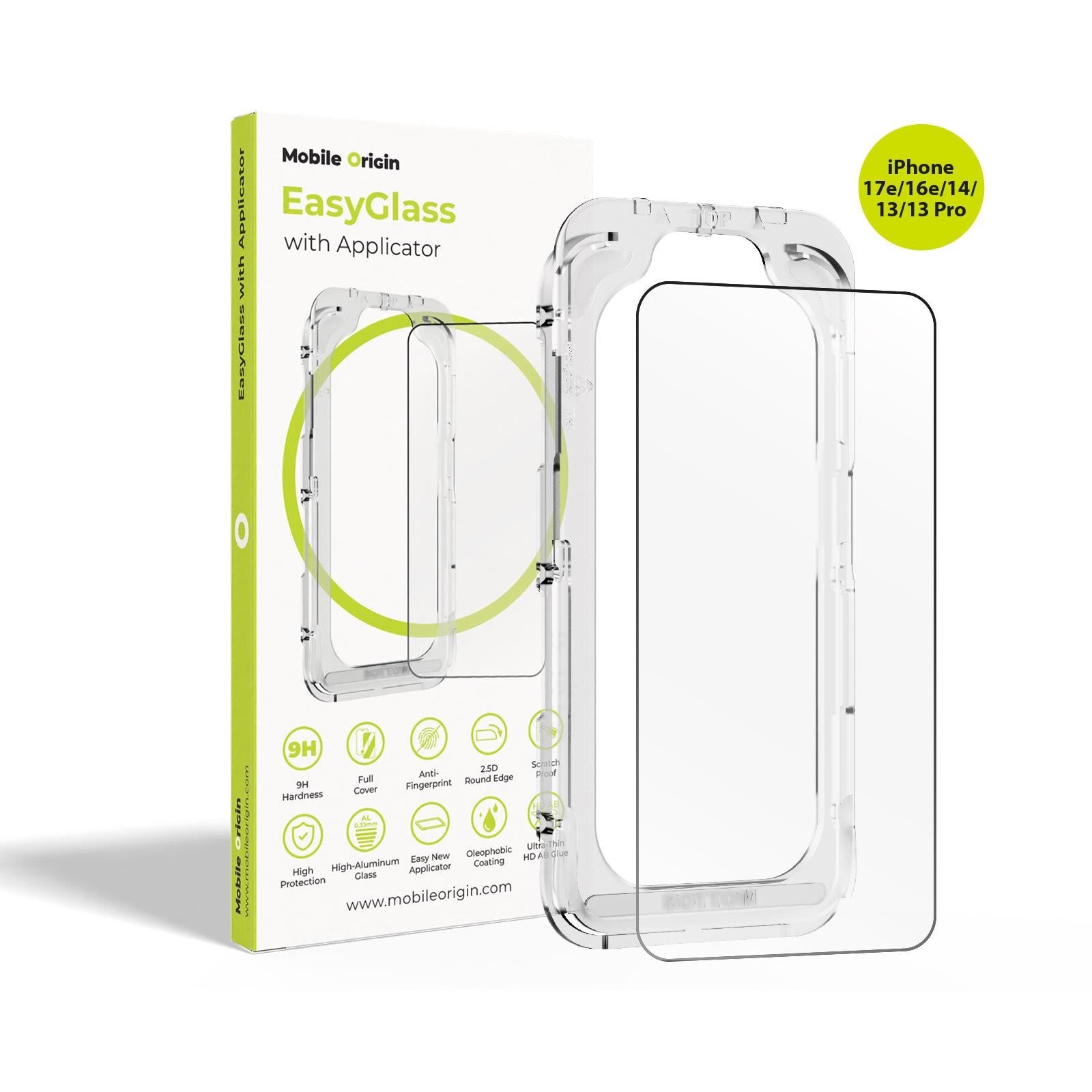 Mobile Origin EasyGlass with Applicator iPhone 17e/16e/14/13/13 Pro Beskyttelsesglas EGA-i14