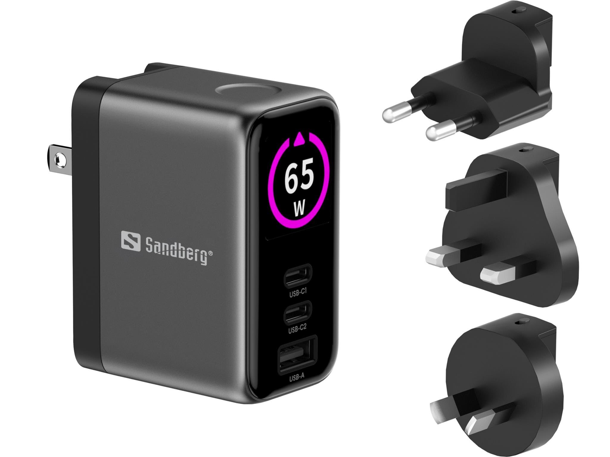 Sandberg Travel Charger PD65W Display Oplader Til Bærbar 441-70