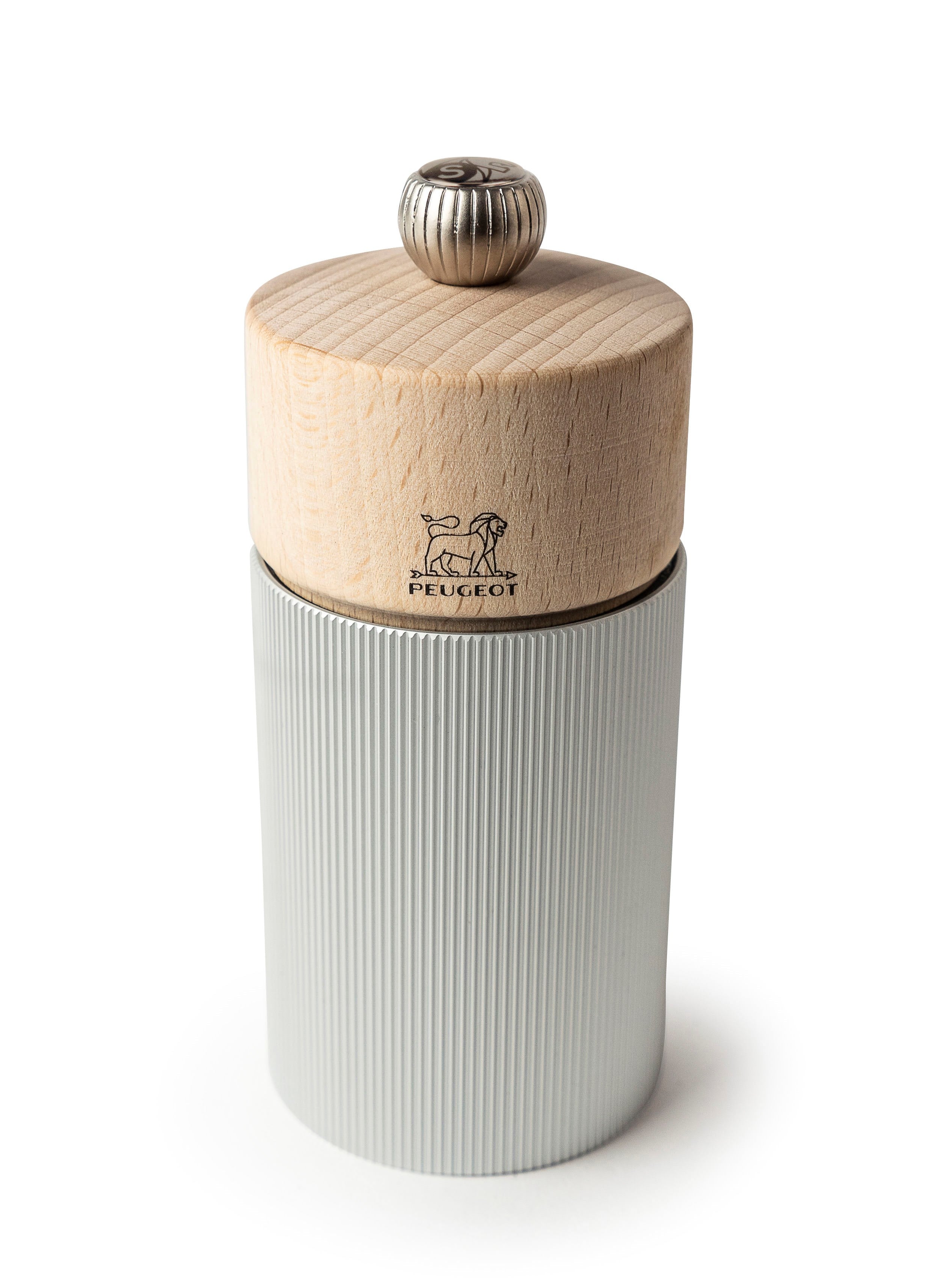 Peugeot Line Salt Mill in Aluminium and Wood Natural 12cm Køkkentilbehør 3989900