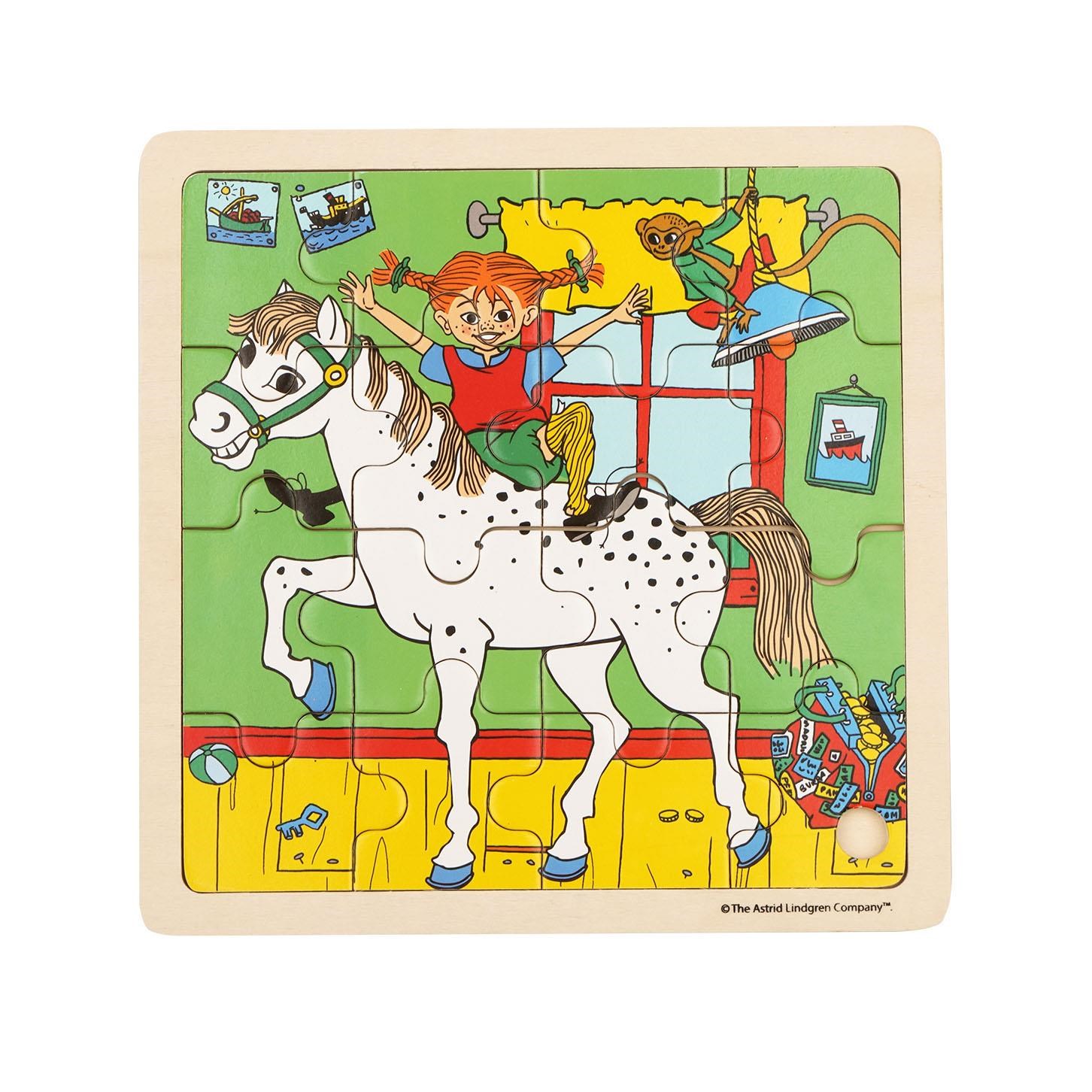 Astrid Lindgren Pippi - Framed Wooden Puzzle - Horse Wood