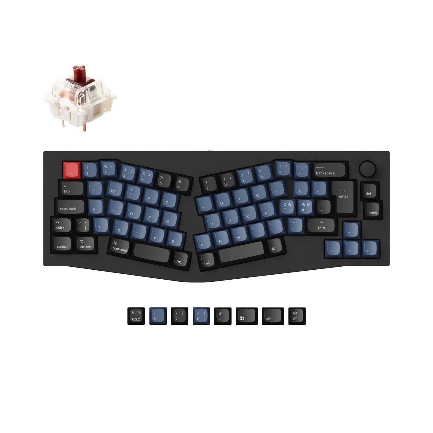 Keychron Q8 QMK Wired 65% Alice Layout - Gateron G Pro Brown - Ergonomisk tastatur - Nordisk - Sort Tastatur Q8-M3-BO