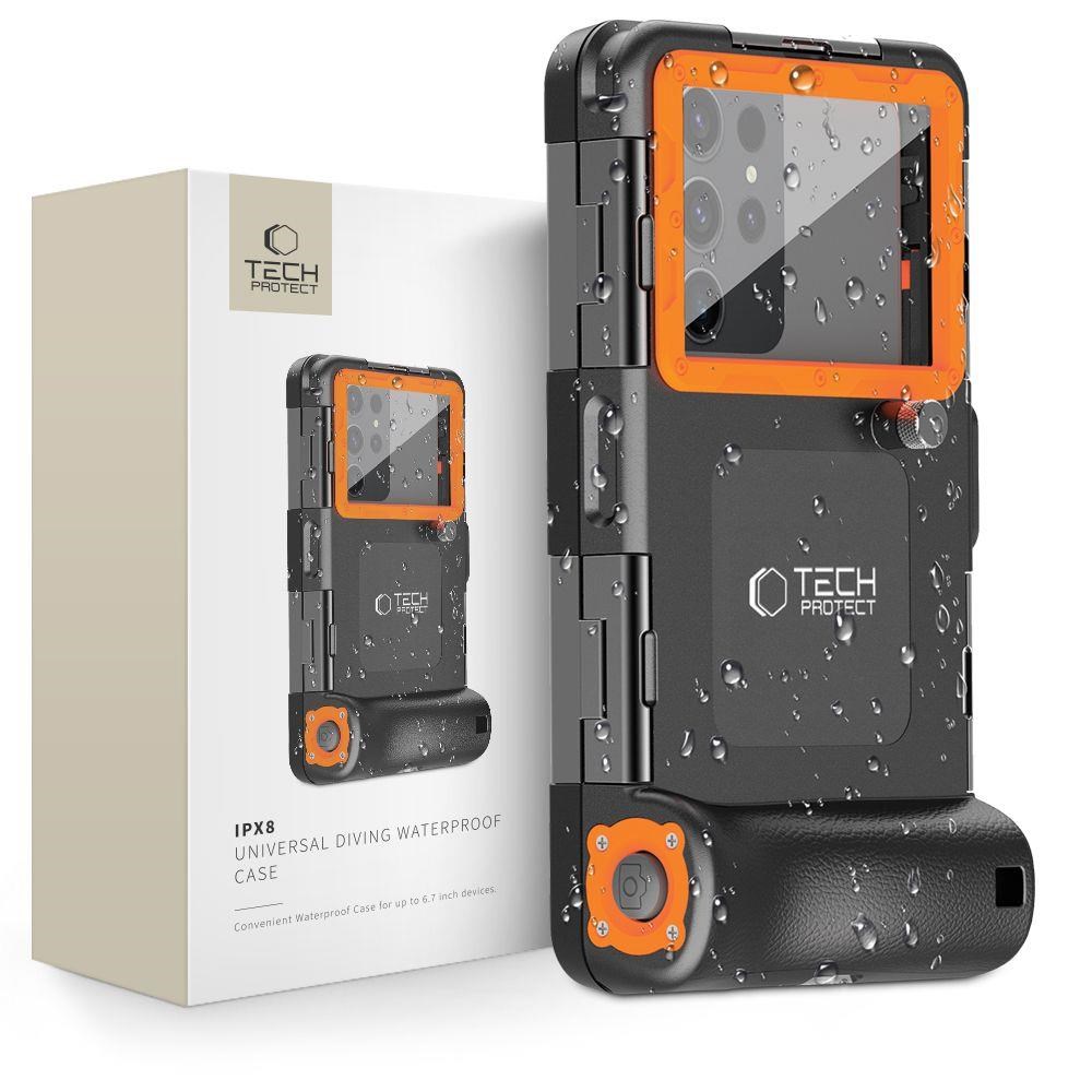 Tech-Protect Waterproof Case IPX8 Waterproof for Smartphones 4.7-6.7" - Black/Orange Mobilcover 5906302310234