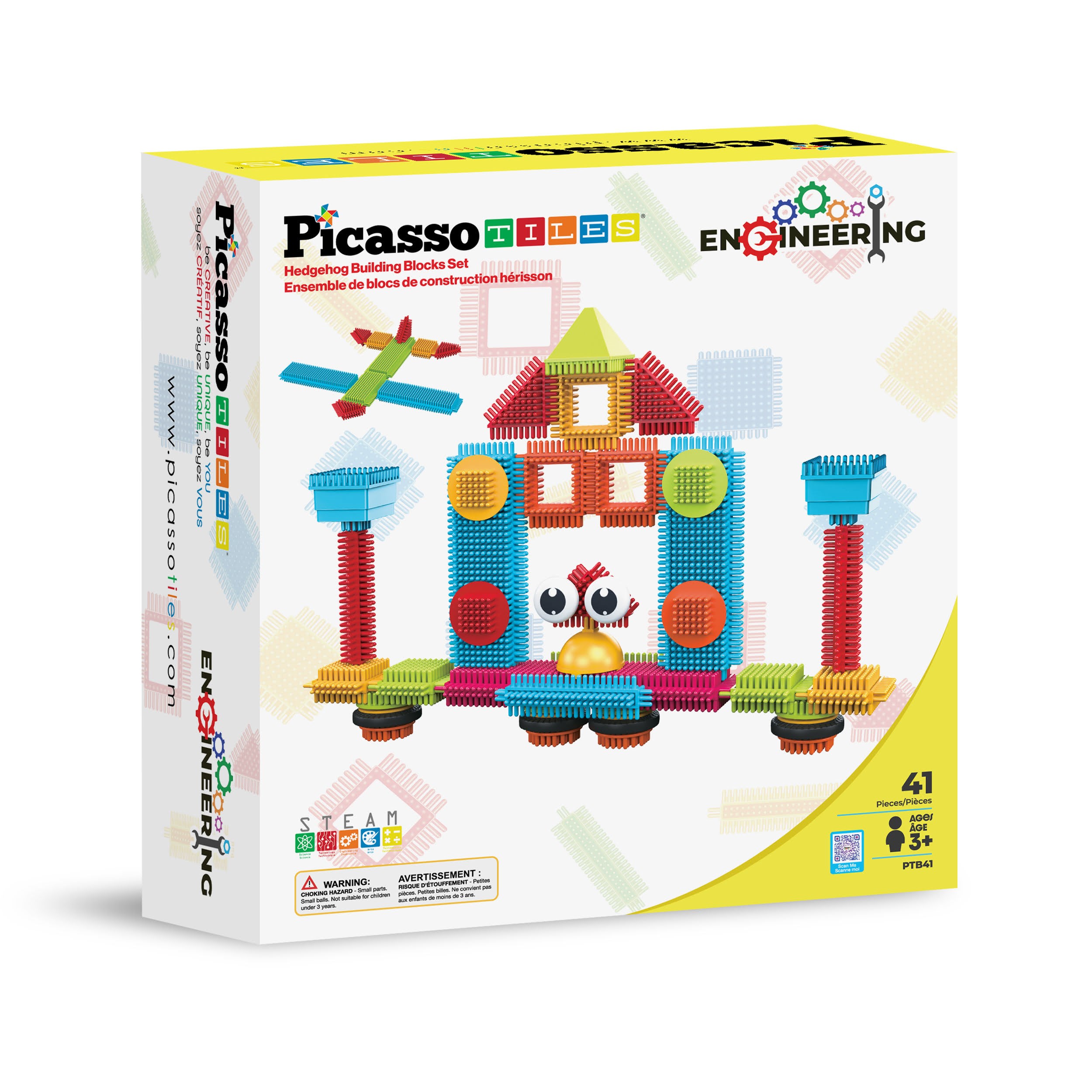 PicassoTiles Hedgehog Blocks, byggesæt med 41 dele Konstruktionslegetøj PTB41