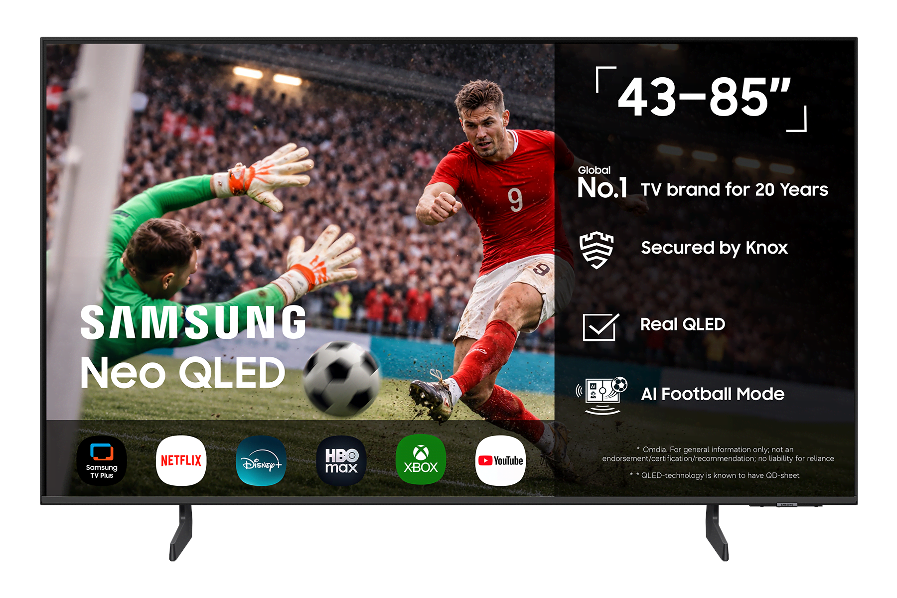 Samsung 43" Fladskærms TV LED 4K TQ43QN72HBUXNA Fjernsyn Sort