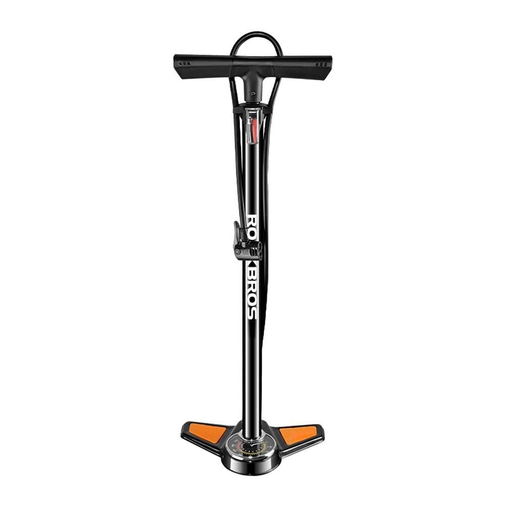 Rockbros GP6532B Floor Pump with Pressure Gauge - Black and Orange Cykeltilbehoer Rockbros-GP6532B