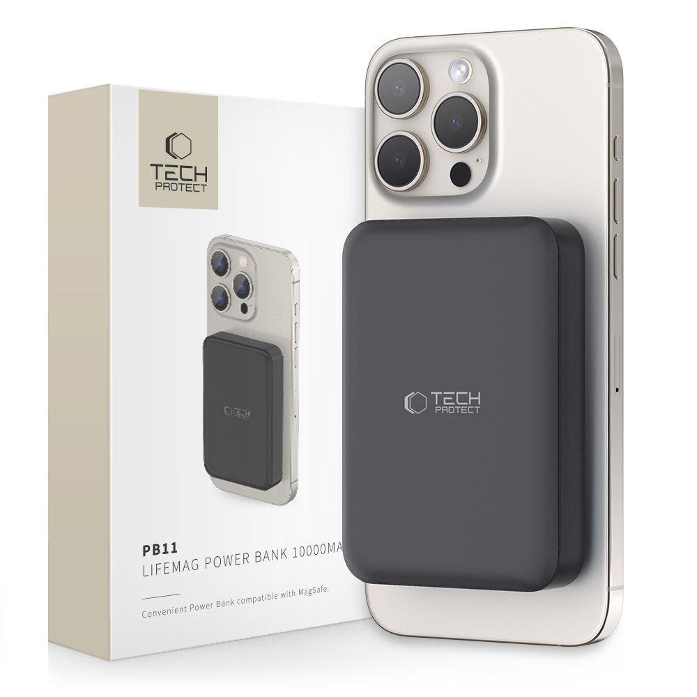 Tech-Protect LifeMag PB11 Power Bank with MagSafe 10000mAh 15W USB-C Port - Black + USB-C Cable - 10000 mAh