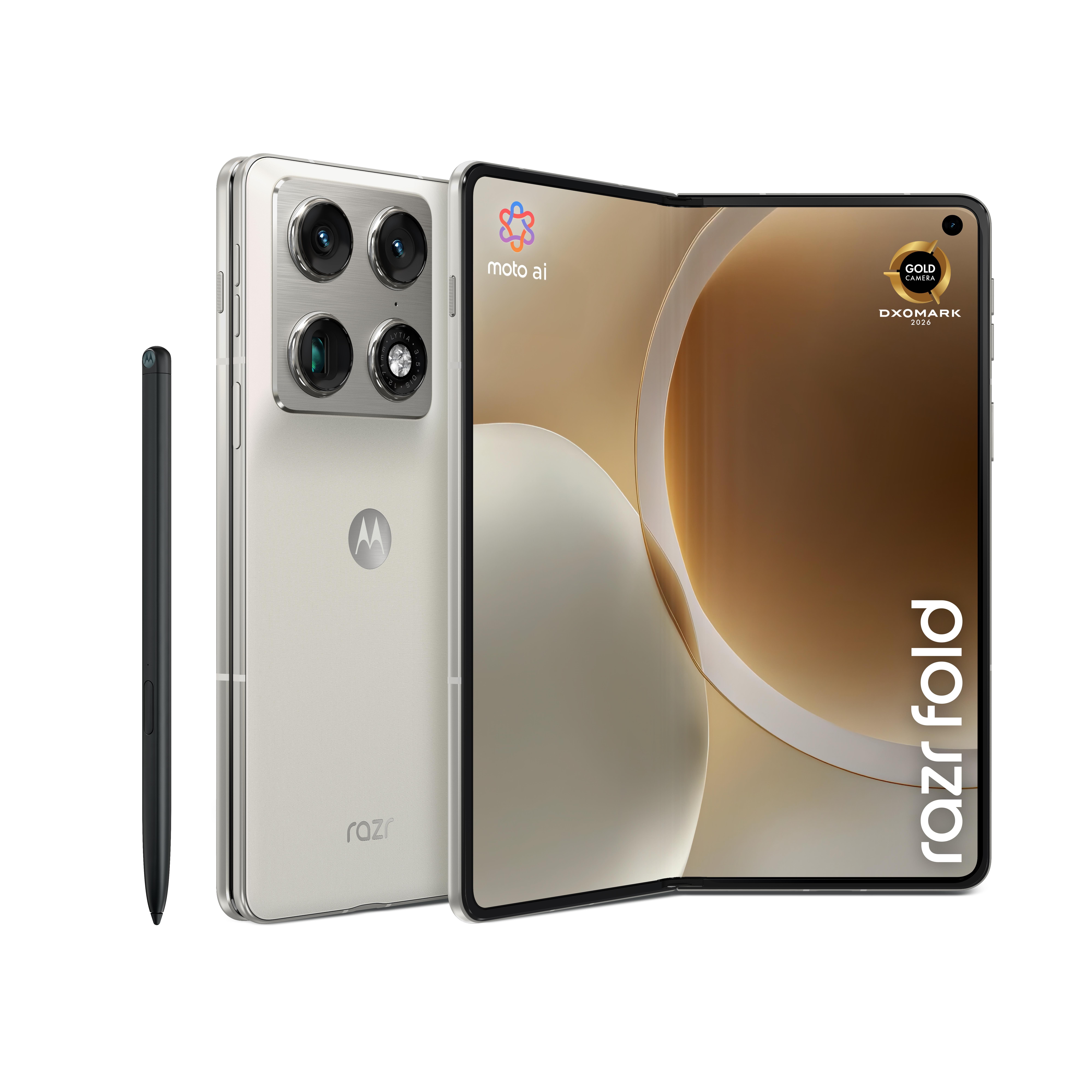 Motorola razr fold 512GB/16GB - PANTONE Lily White Mobiltelefon Hvid PBAX0006SE