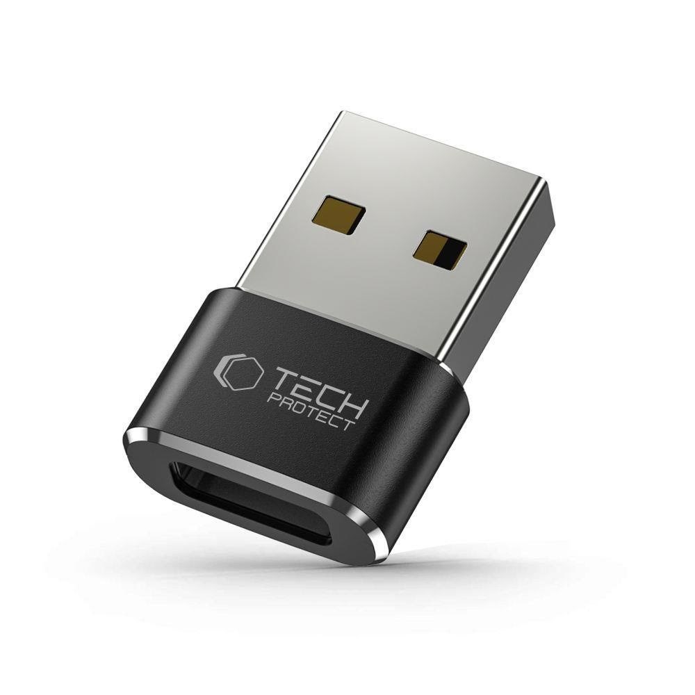 Tech-Protect UltraBoost USB-A (Male) / USB-C (Female) Adapter - Black USB hub - USB 2.0 - Sort