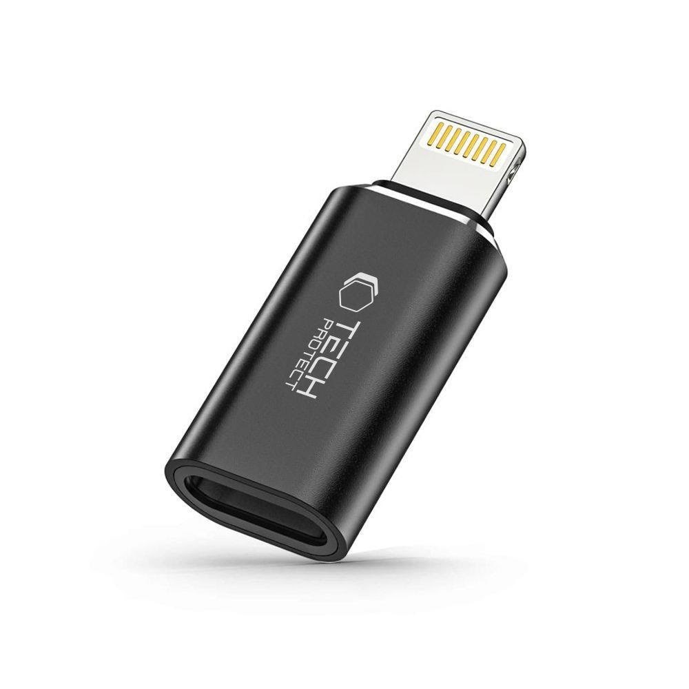 Tech-Protect UltraBoost Lightning (Male) / USB-C (Female) Adapter - Black USB hub - 1 port - Sort Usb Hub 9490713933800