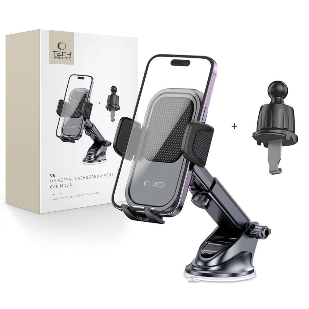 Tech-Protect V6 Car Cockpit / Air Vent Phone Holder - Black Mobil Tilbehør 9490713935071