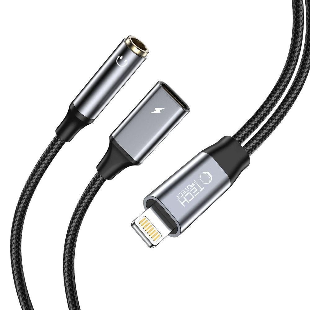 Tech-Protect UltraBoost Lightning Cable (Male) / Mini Jack 3.5mm (Female) - Lightning (Female) - Black