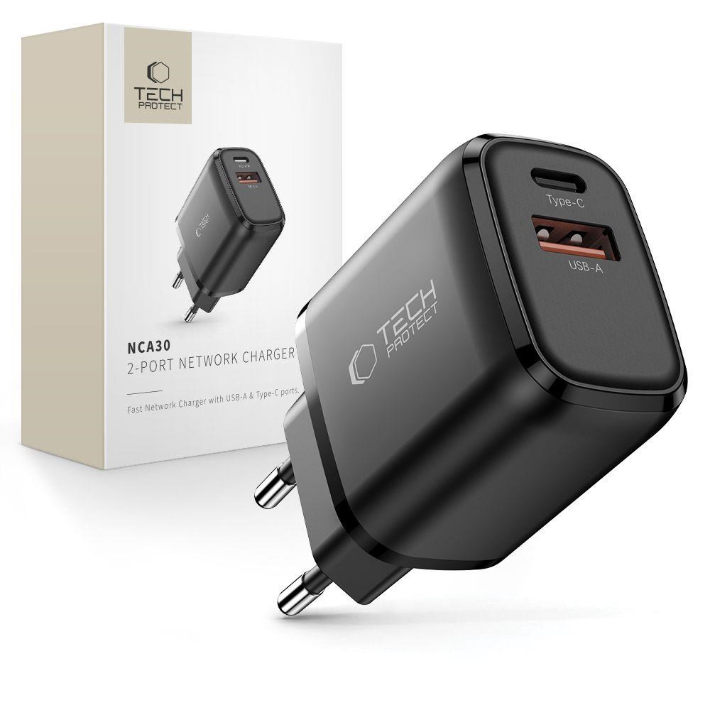 Tech-Protect NCA30 PD 30W / QC3.0 USB-A / USB-C- wall charger black Mobil Oplader 5906302318780