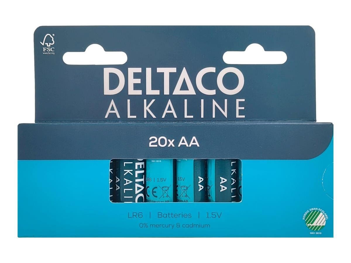 Deltaco battery - 20 x AA / LR6 - Alkaline Batteri LR6-20B