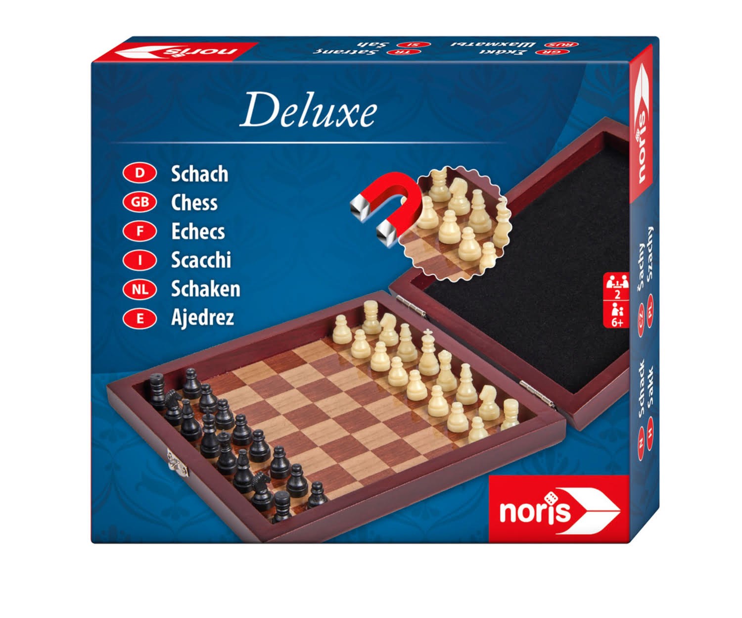 Noris DEvi LOVEuxe Magnetic Chess in Wooden Box Brætspil 606108005