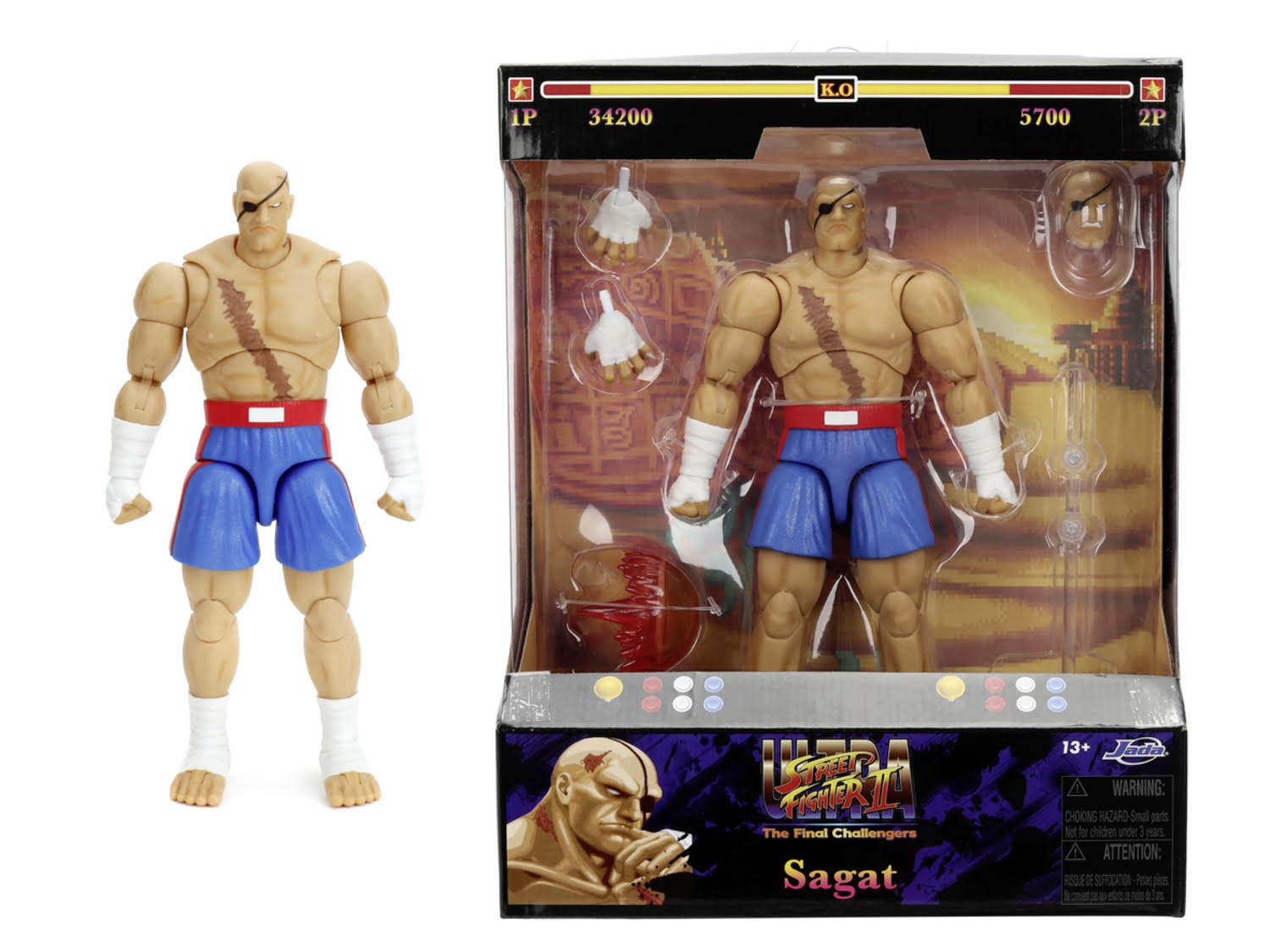 Jada Toys - Street Fighter II Sagat 7.5" Figure Merchandise 9335171314R00