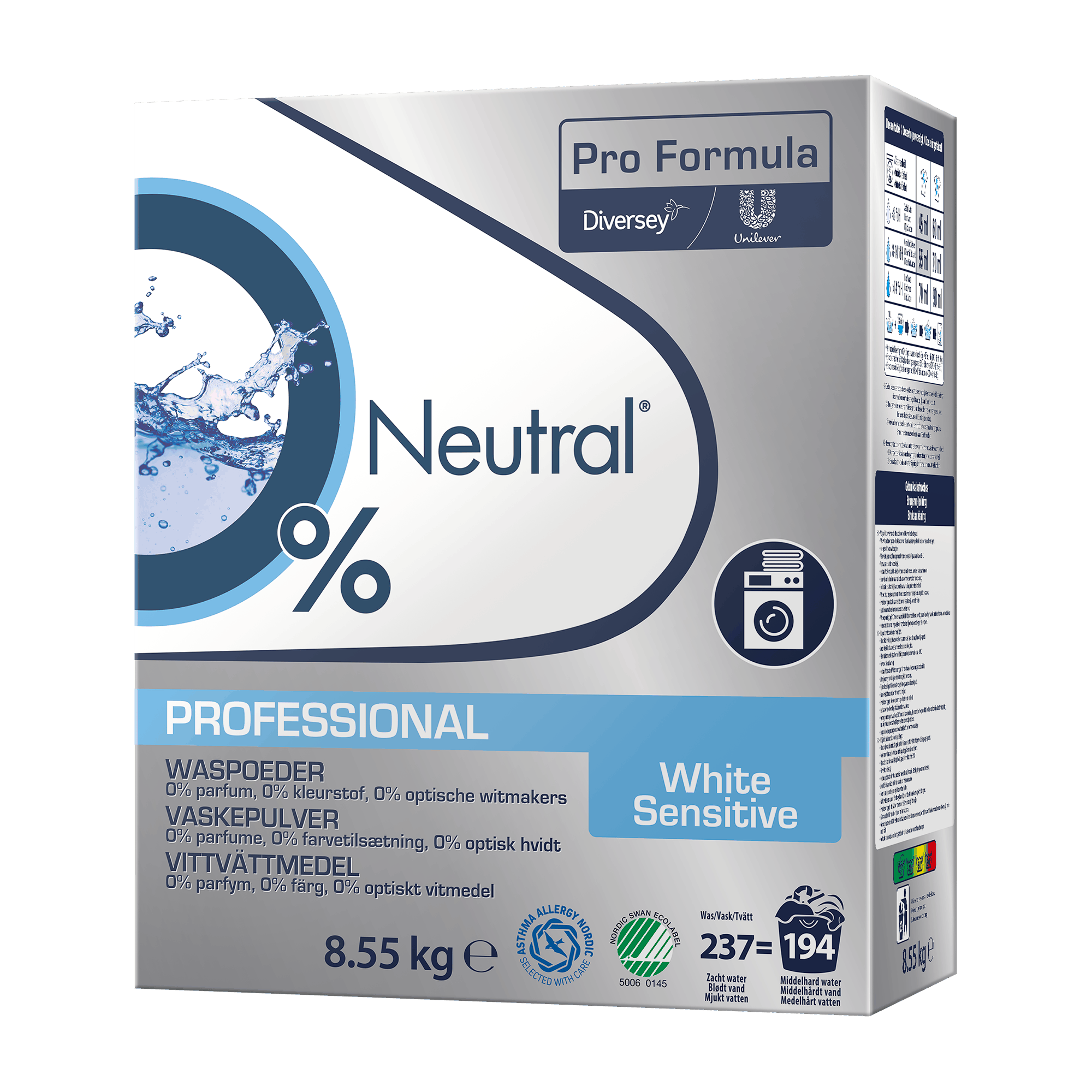 Neutral Professional White Powder 8.55kg - 194 washes Rengøring 101102436