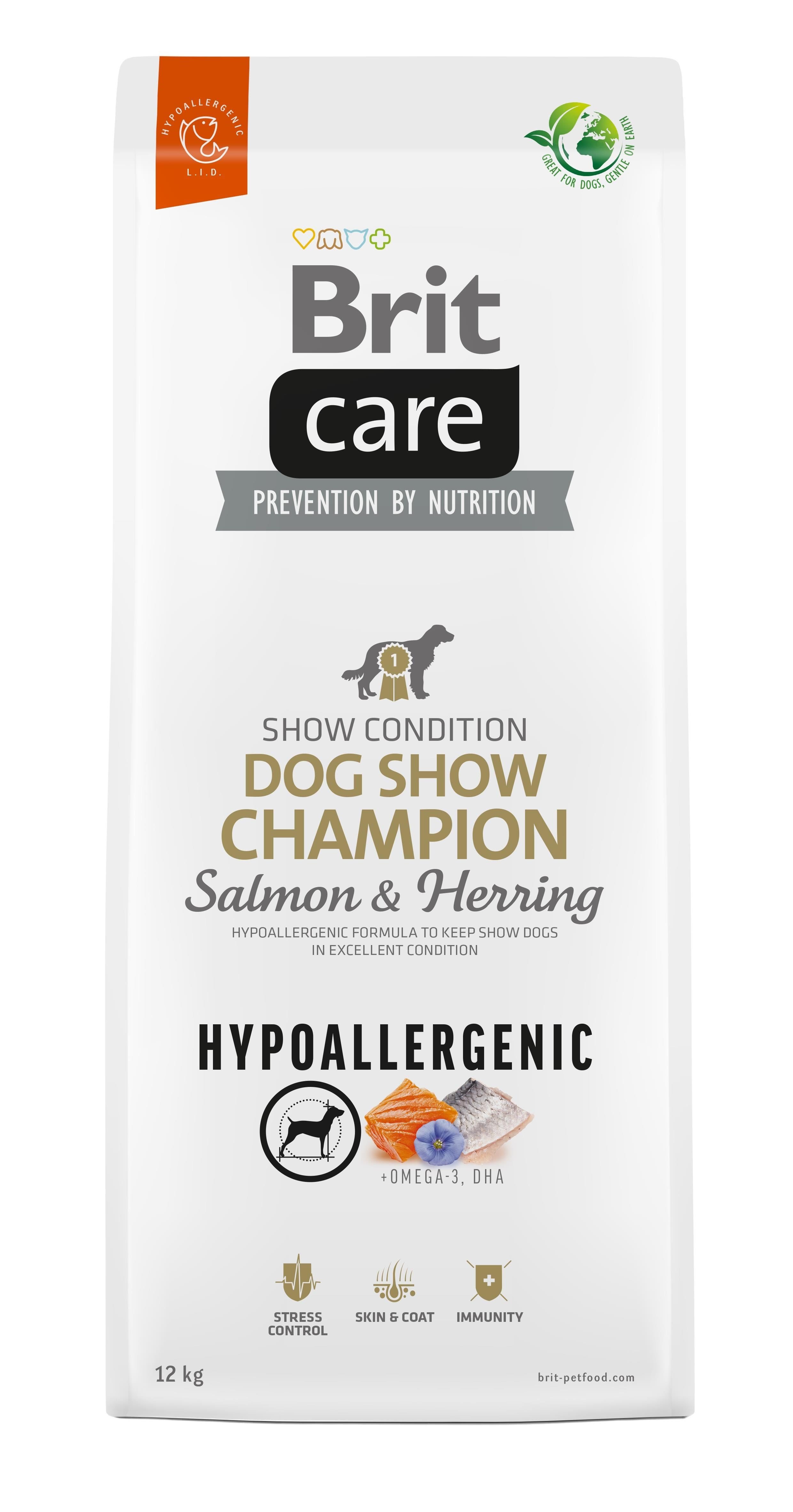 Brit Care Hypoallergenic Adult Dog Show Champion Salmon & Herring - dry dog food - 12 kg Hundeudstyr 100-172228