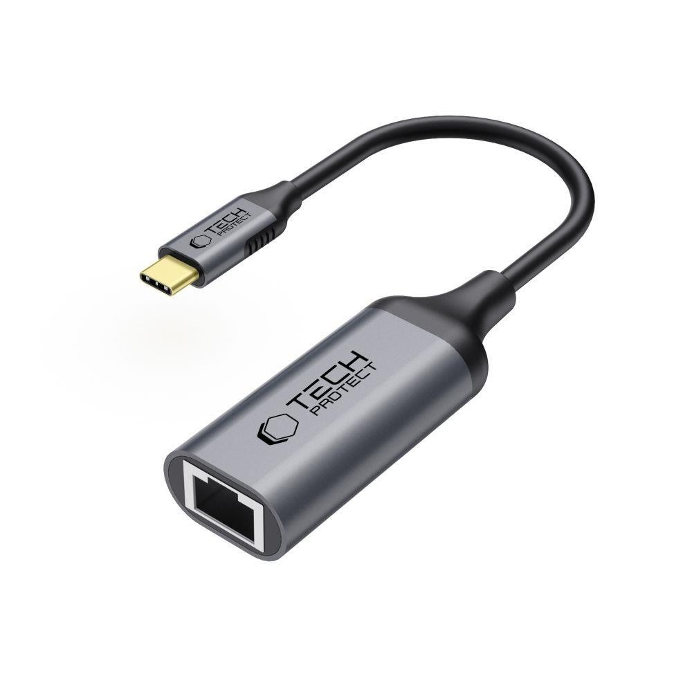 Tech-Protect UltraBoost USB-C to Ethernet RJ45 1000Mbps Adapter - Black Skærmkabel Sort 5906302321834