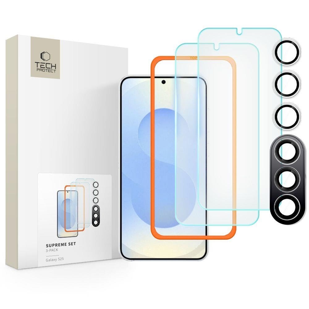 Tech-Protect Supreme Set for Samsung Galaxy S25 2x Tempered Glass for Display / Tempered Glass for Camera - Clear
