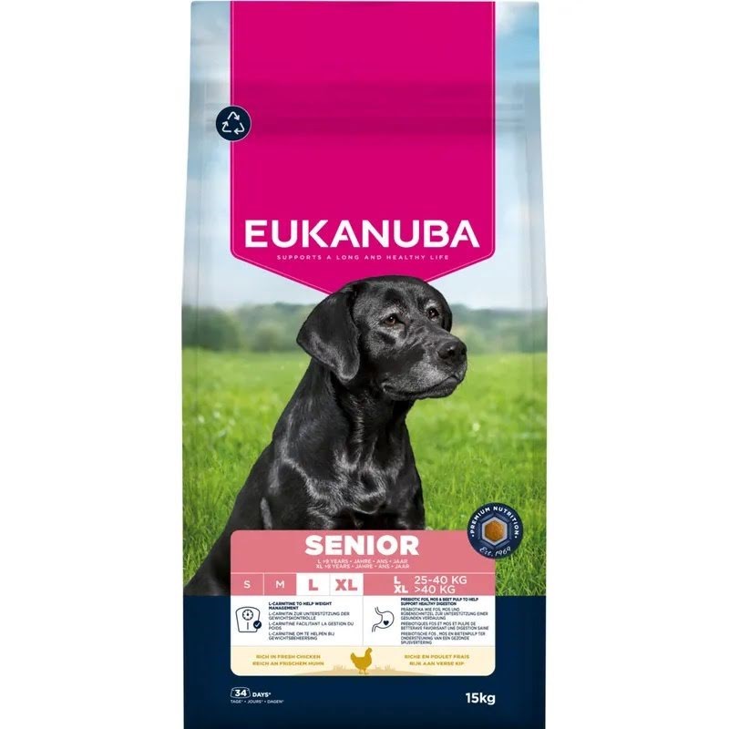 Eukanuba Senior Large and extra large breeds Chicken - dry dog food - 15kg Hundeudstyr 8710255202211