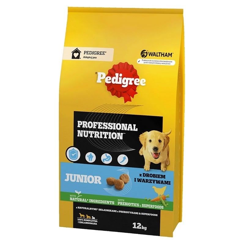 Pedigree Professional Nutrition Junior with poultry and vegetables medium and large breeds - dry dog food - 12 kg Hundeudstyr 4008429162053