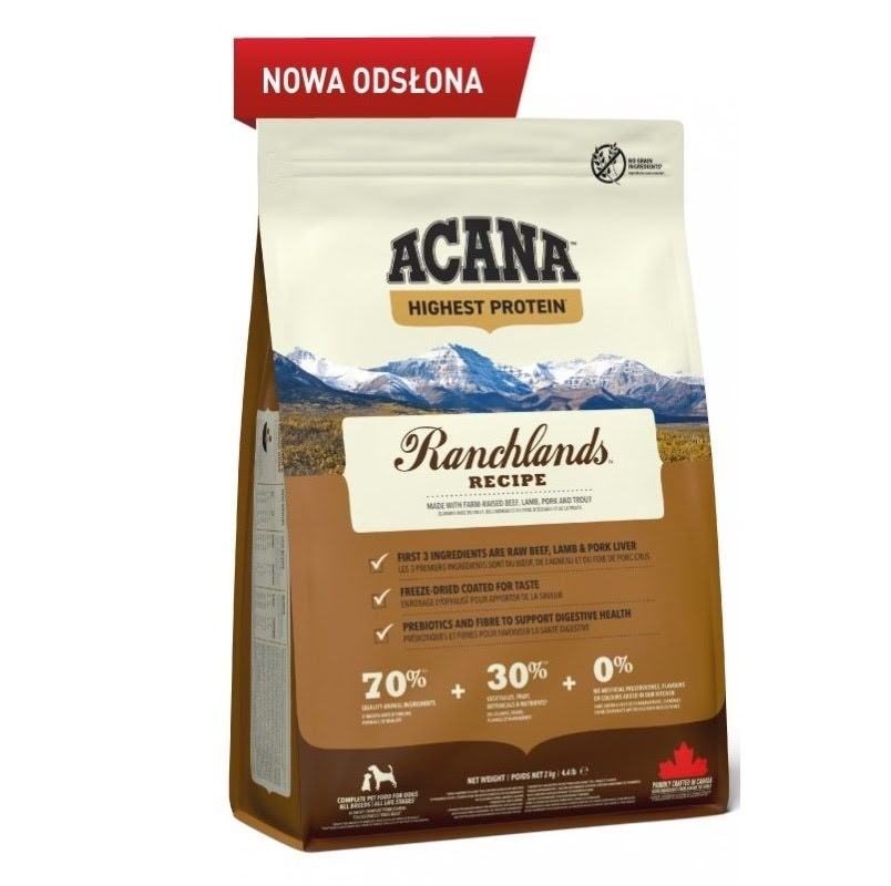 Acana Highest Protein Ranchlands - dry dog food - 2kg Hundeudstyr 064992543204