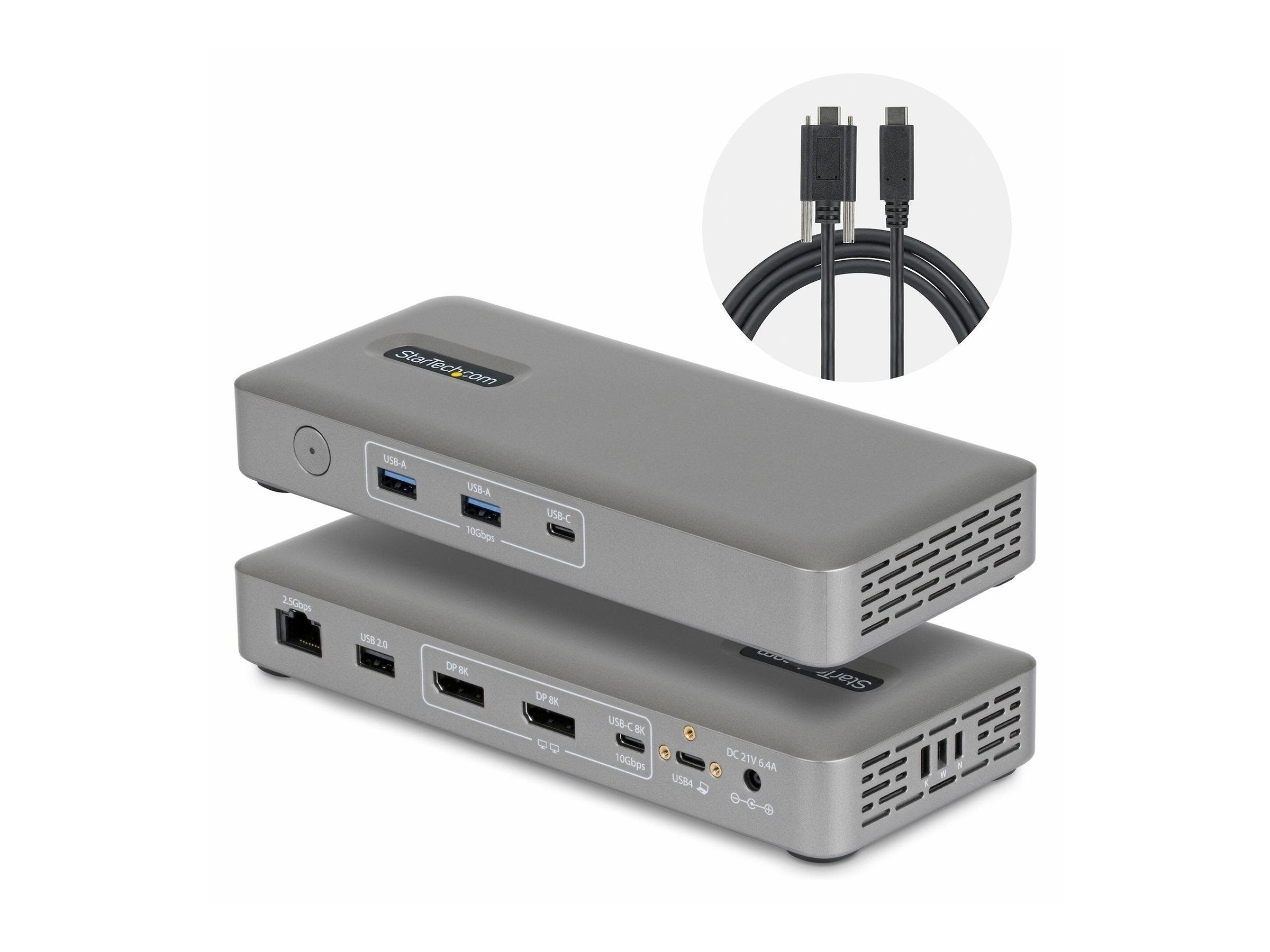 StarTech.com USB4 Docking Station Driverless Dual 4K 144Hz for Mac and Windows Universal USB-C Dock with DisplayPort 100W PD and 2.5GbE