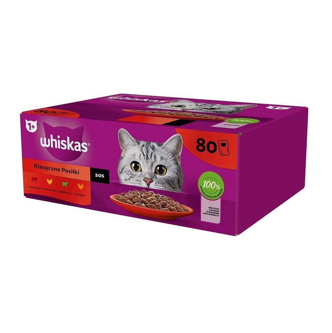 Whiskas Classic Poultry, Lamb, Beef, Chicken in Sauce - wet cat food - 80x85g