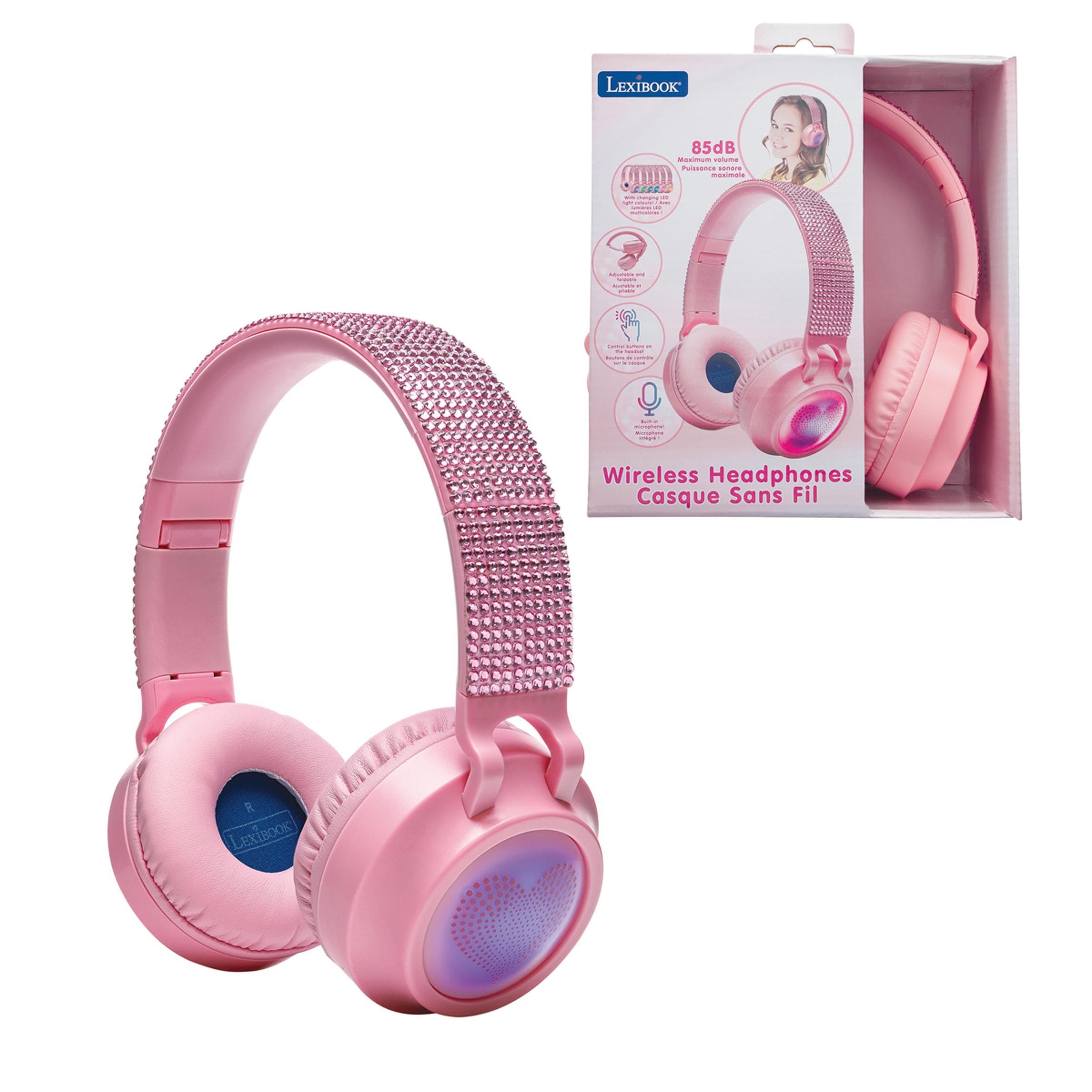Lexibook 3D Pink Strass design Bluetooth and wired headphones Musik 80207