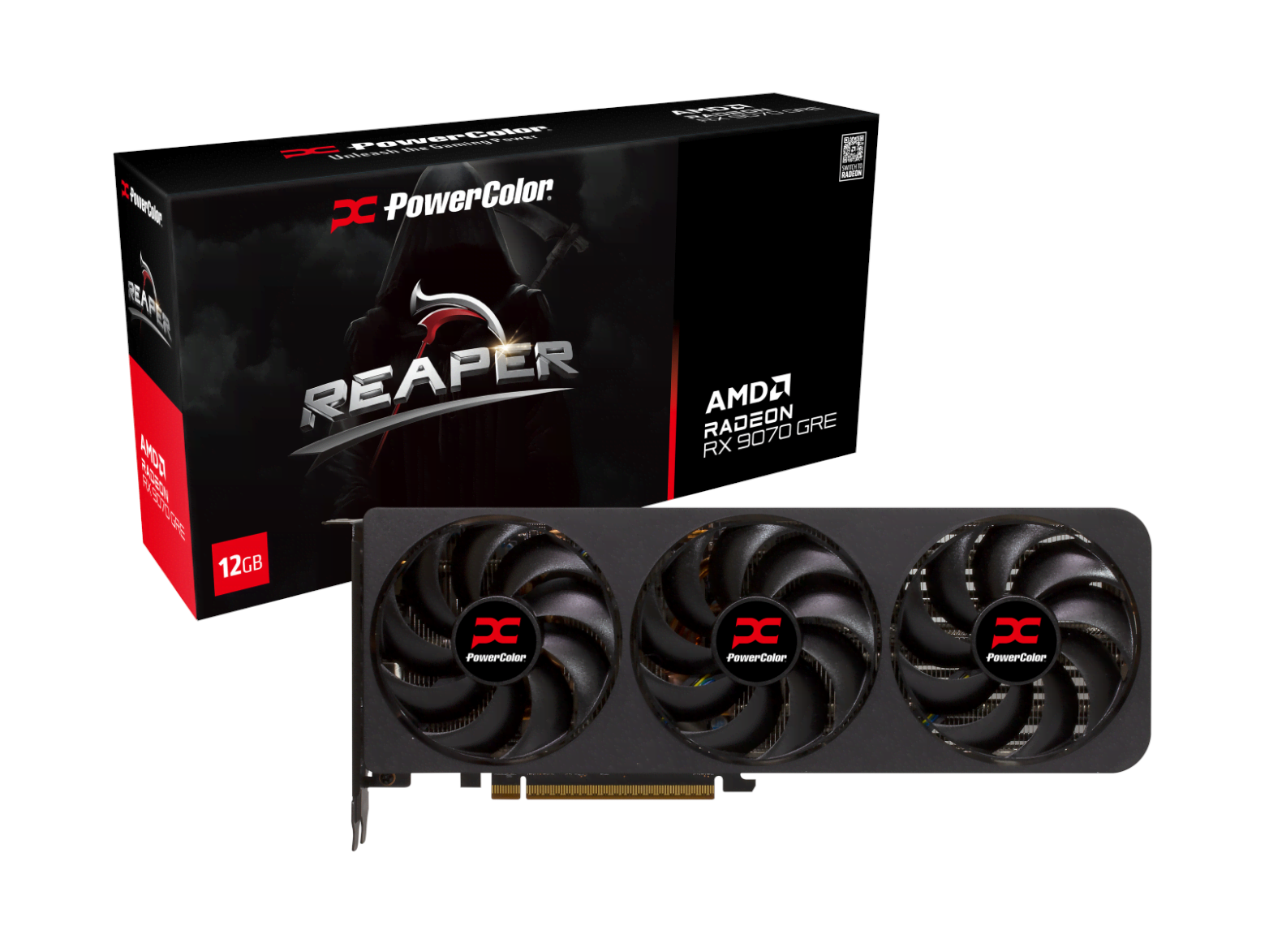 PowerColor Radeon RX 9070 GRE Reaper - 12GB GDDR6 RAM - Grafikkort Grafikkort Sort RX9070GRE 12G-A