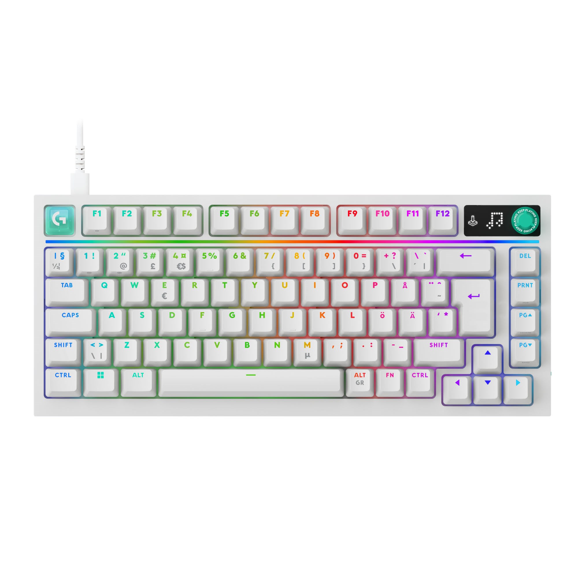 Logitech G316 X 75 - Gaming Tastatur - Uden Numpad - Nordisk - Hvid Tastatur 920-014317