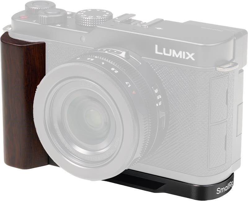 SmallRig 5942 L-Shaped Mount Plate with Wooden Handle for Panasonic LUMIX L10 Black Kamera Tilbehør