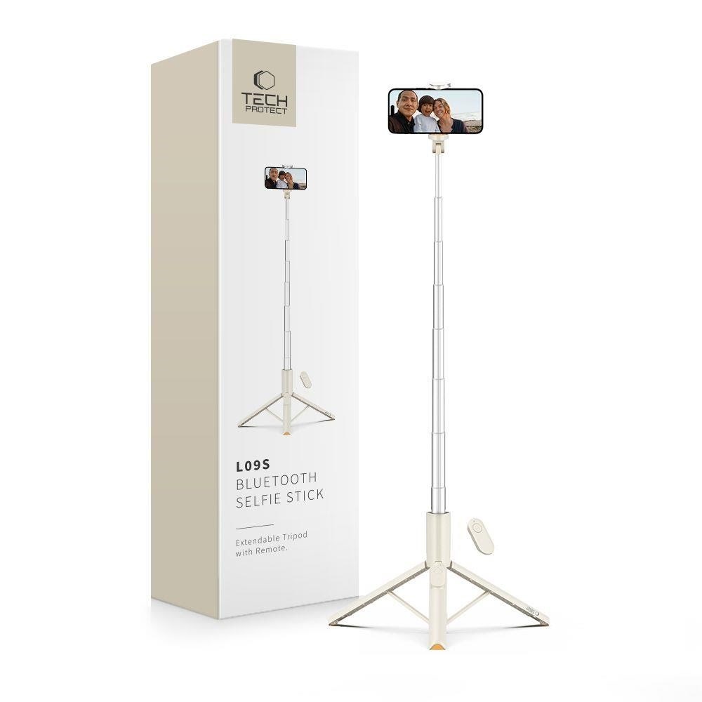 Tech-Protect Selfie Stick L09S with Tripod - Beige Mobil Tilbehør 5906302330874