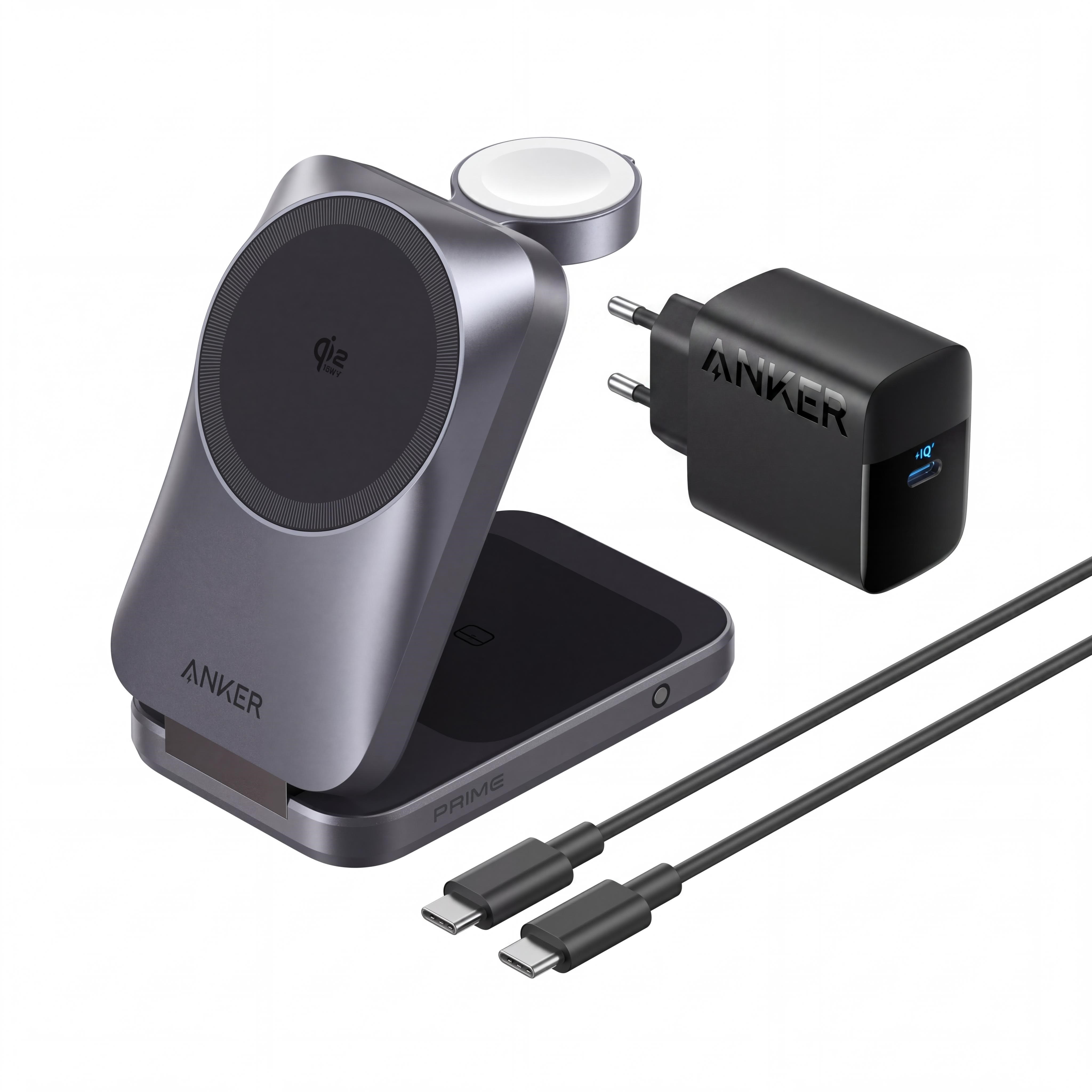 Anker Prime Wireless Charging Station (3-in-1 MagGo AirCool Foldable) - Black Mobil Oplader B25N1G11