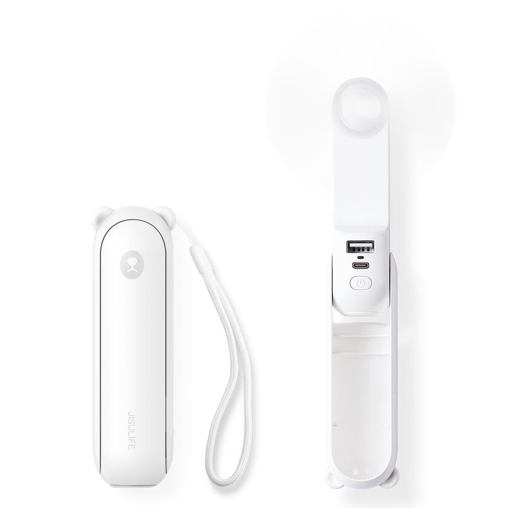 Jisulife Handheld Fan Life8 Mini Portable USB Fan with 2000mAh Power Bank and Flashlight - White Klimaventilator 6975061536659