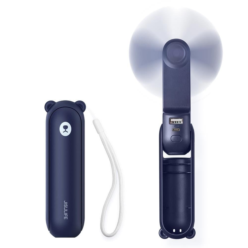 Jisulife Handheld Fan Life8 Mini Portable USB Fan with 2000mAh Power Bank and Flashlight - Blue Klimaventilator 6975061537182