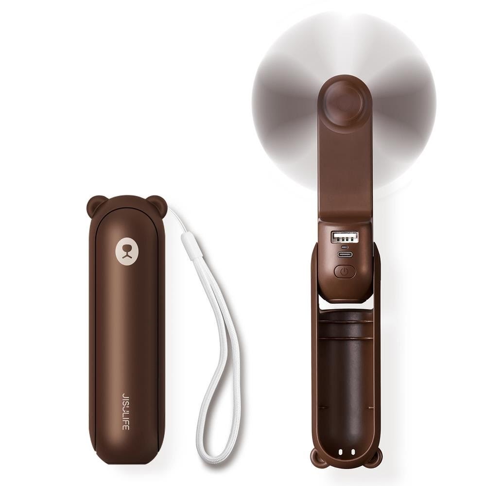 Jisulife Handheld Fan Life8 Plus Portable USB Fan with Power Bank Function 4500mAh and Flashlight - Brown Klimaventilator 6975061537199