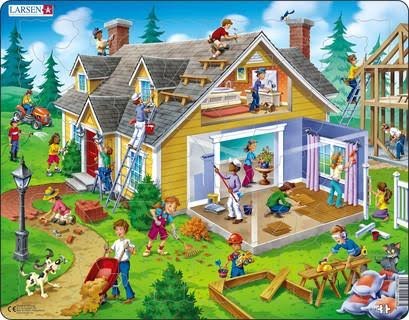 Larsen Puzzles Puslespil Hus - 62 brikker Maxi (36.5x28.5 cm) 2D Puslespil Puslespil US18