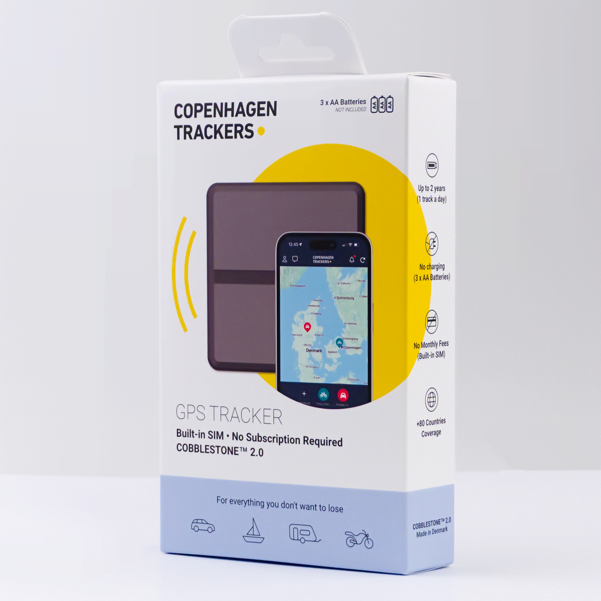 Copenhagen Trackers Cobblestone 2.0 - Subscription-free GPS Tracker Gps 82000