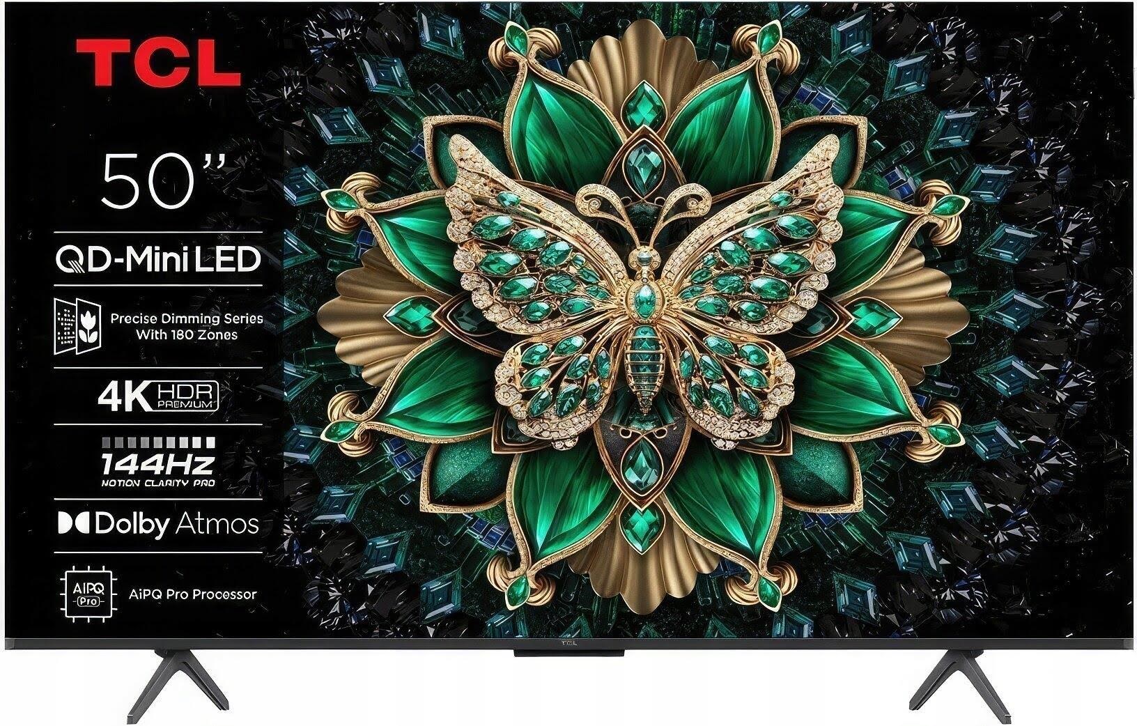 TCL 50" Fladskærms TV Mini LED 4K Dolby Vision 50C69K Fjernsyn Sort