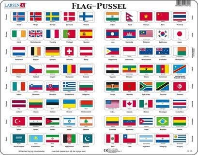 Larsen Puzzles Puslespil Flag-Puzzle - 80 brikker, Maxi (36.5x28. 2D Puslespil