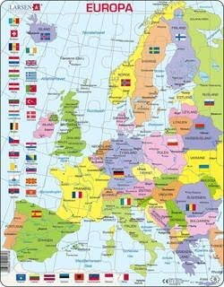 Larsen Puzzles Puslespil Europa (højt format) - 48 brikker, Maxi 2D Puslespil Puslespil K2