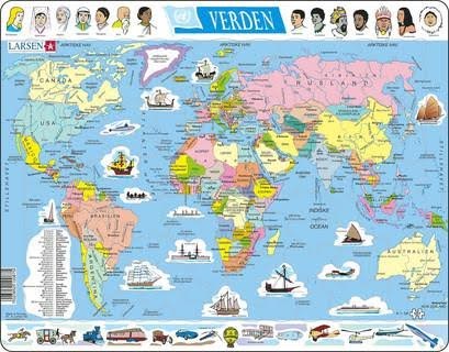Larsen Puzzles Puzzle World Politics - 107 pieces Maxi (36.5x28.5 cm) 2D Puslespil Puslespil K1