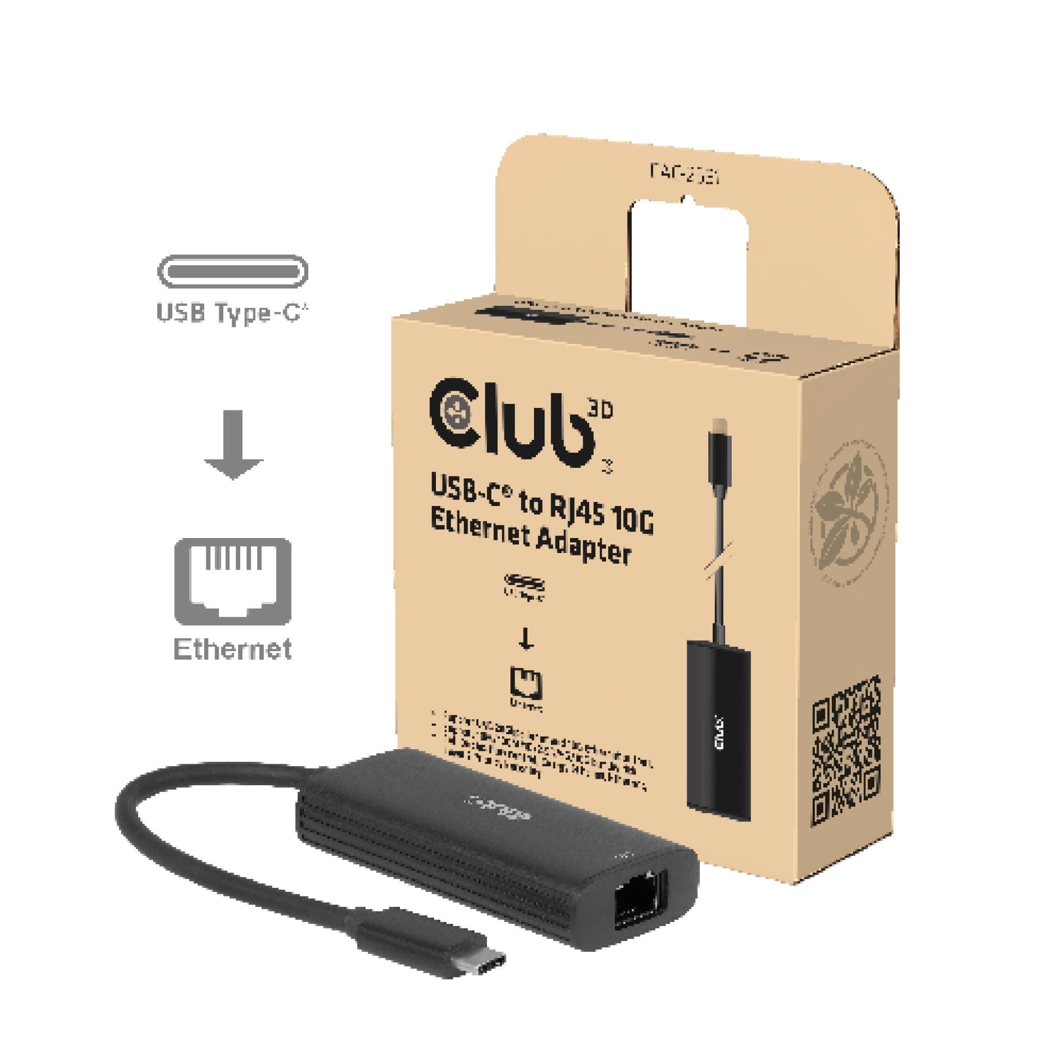 Club 3D CAC-2531 USB?C to RJ45 10G Ethernet Adapter M/F Netværksadapter