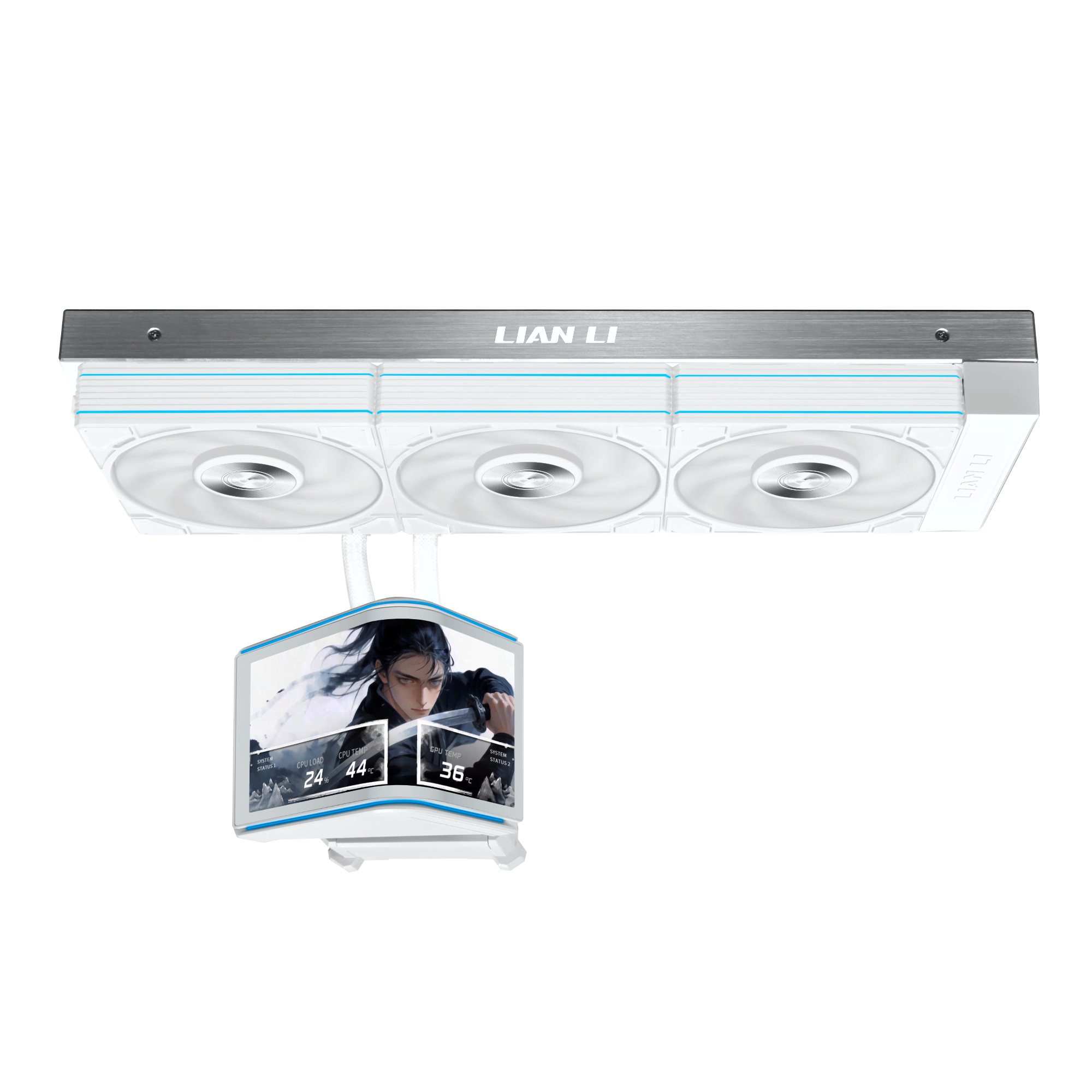 Lian Li HydroShift II OLED Curved 360P28 - CPU Vandkøling - Max 36 dBA Cpu Køler Hvid GHS2OLDC36PW