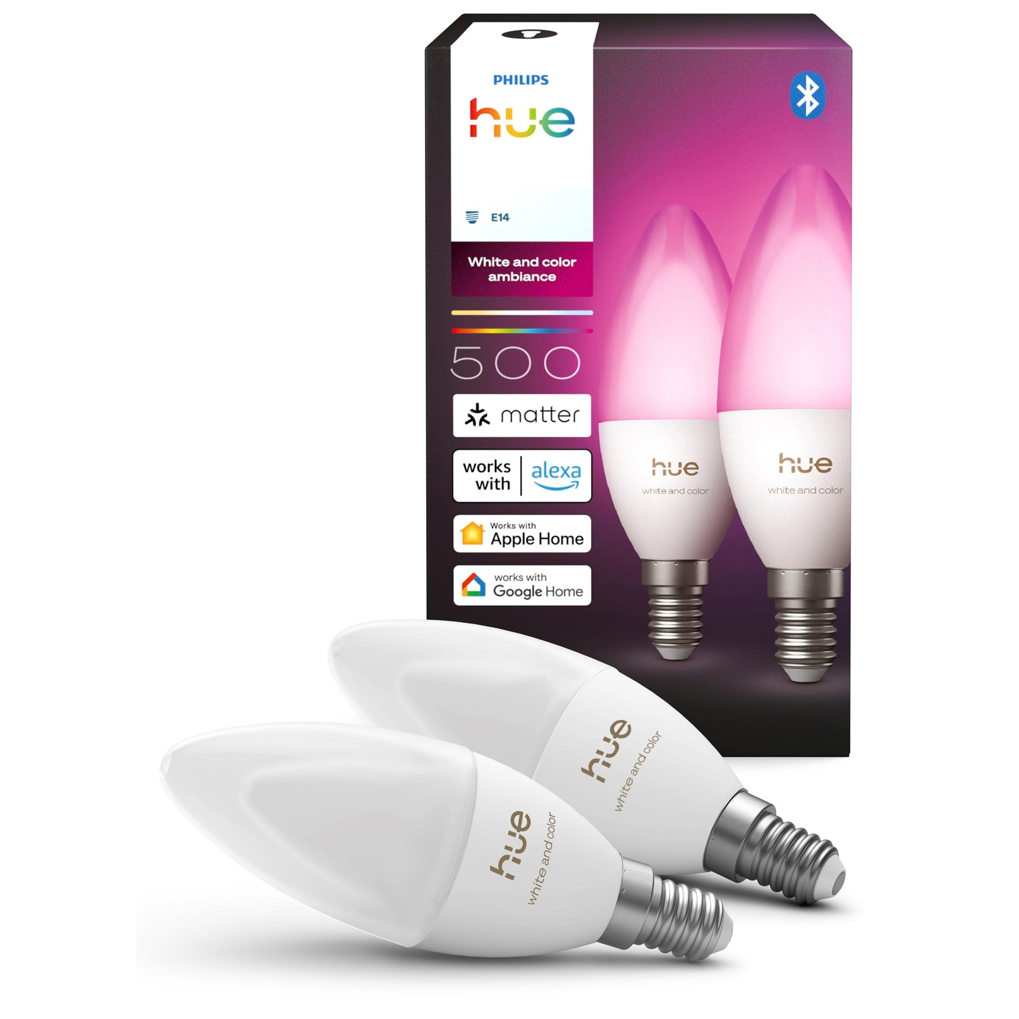 Philips Hue Kerte - E14 pære - White and color ambiance - 2-pak Smart Home 929004295302