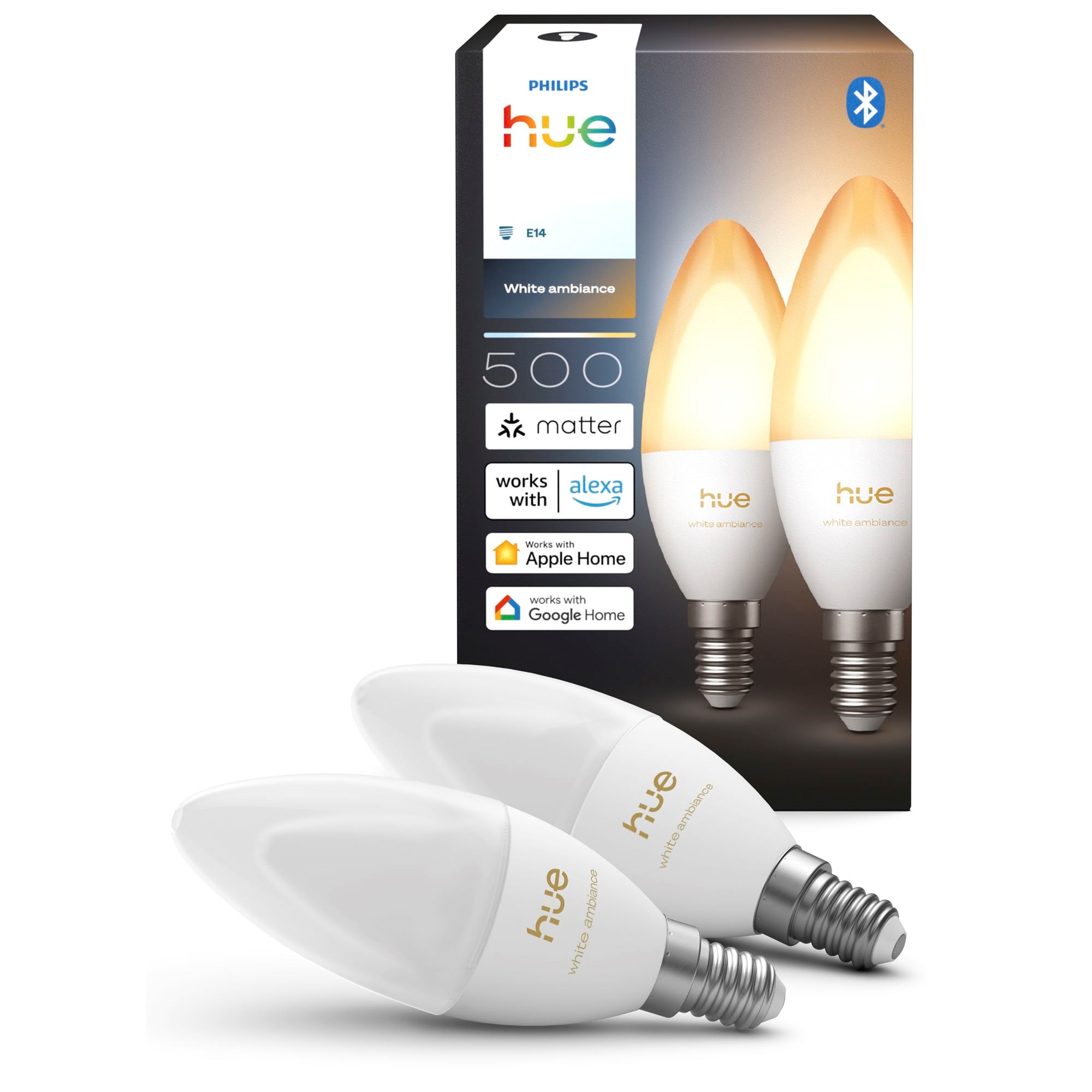 Philips Kerte - E14 pære - White ambiance - 2-pak Smart Home 929004295602