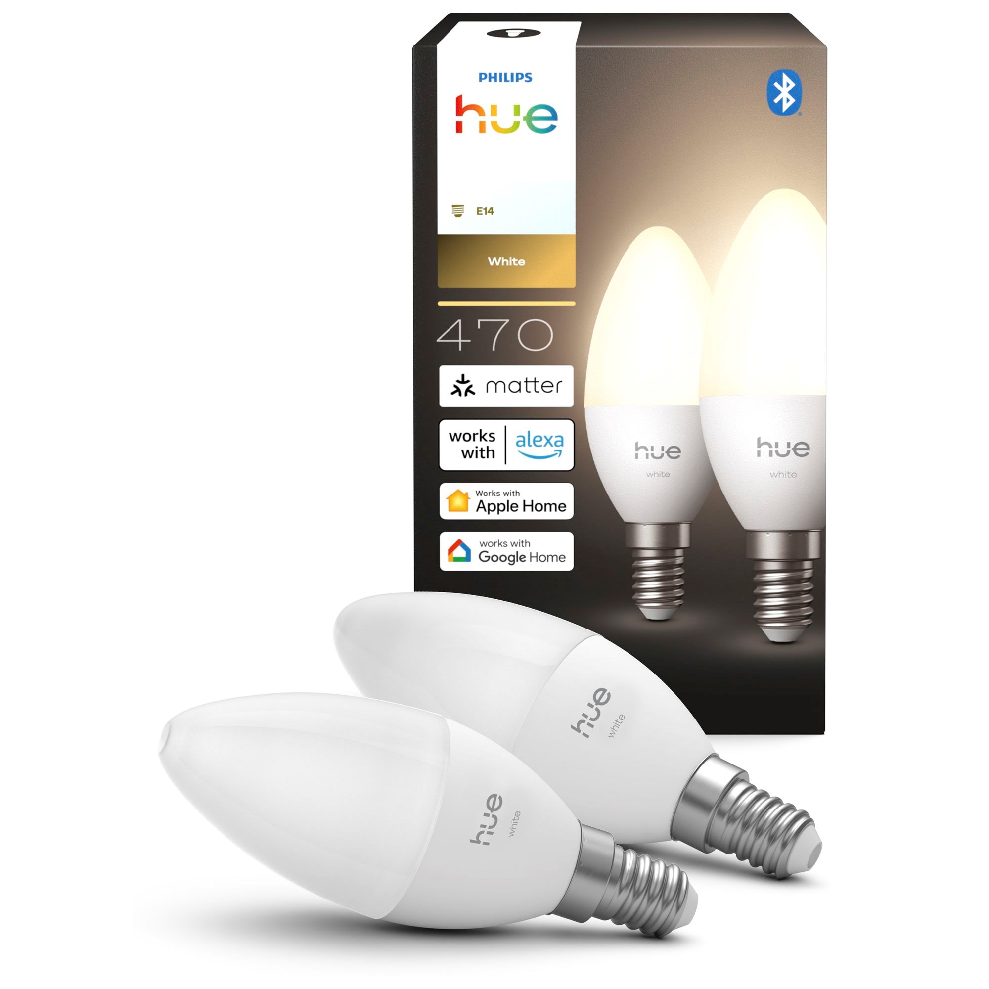 Philips Kerte - E14 pære - White - 2-pak Smart Home 929004295902